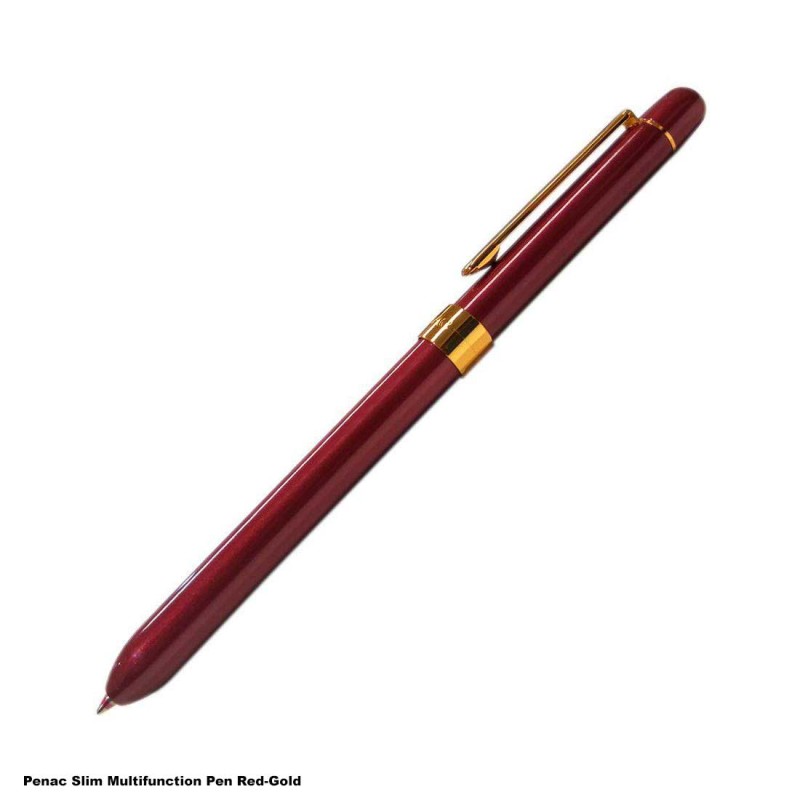 Penac Slim Multifunction Pen Red-Gold 2 ballpoint Pens and 1 mechanical pencil