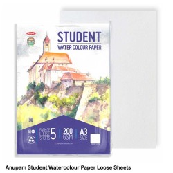 Student Watercolour Paper 200gsm A3 Pack of 5 Loose Sheet by Anupam