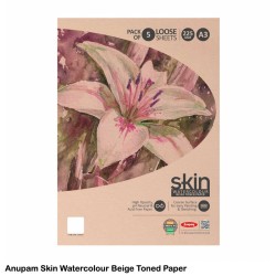 Skin Watercolour Beige Toned Paper 225gsm A3 Pack of 5 Loose Sheets by Anupam