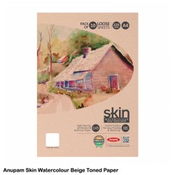 Skin Watercolour Beige Toned Paper 225gsm A4 Pack of 10 Loose Sheets by Anupam