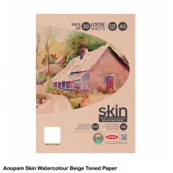 Skin Watercolour Beige Toned Paper 225gsm A5 Pack of 20 Loose Sheets by Anupam