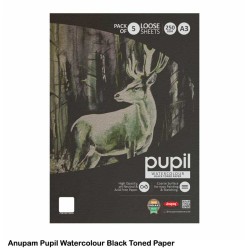Pupil Watercolour Black Toned Paper 225gsm A3 Pack of 5 Loose Sheets by Anupam