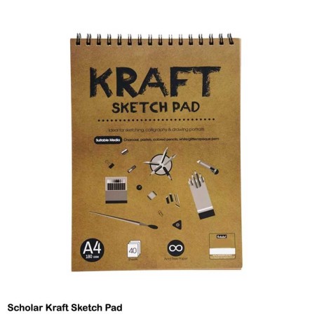 Kraft Sketch Pad 180gsm 40Sheets Pack in A4 by Scholar