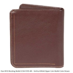 Elan RFID Blocking Wallet ECW-9705 Vertical Bifold Zipper Coin Wallet
