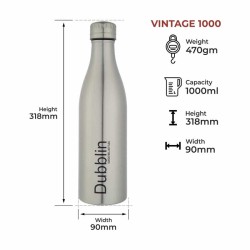 Dubblin Vintage 1000 Water Bottle Silver