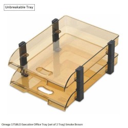 Omega 1758/U2 - Executive Office Tray Set of 2 Tray with Plastic Riser Color Smoke Brown
