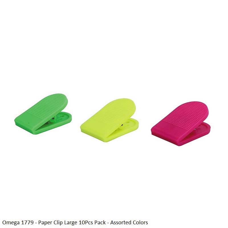 Omega 1779 - Round Plastic Paper Clip Large Assorted Colors