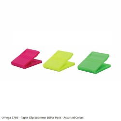 Omega 1786 - Rectangular Plastic Paper Clips Supreme Assorted Colors