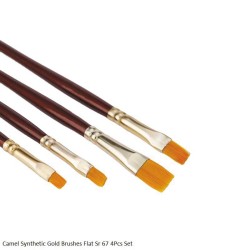 Camel Synthetic Gold Brushes Flat Sr 67 4Pcs Set