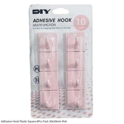 Adhesive Square Hook Plastic 8Pcs Pack