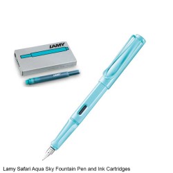 Lamy Safari 0D1 Aqua Sky Fountain Pen Medium Point and Ink Cartridges