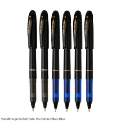 Pentel Energel Gel Bold Roller Pen BL410 Color Black 2, Blue 4Pcs