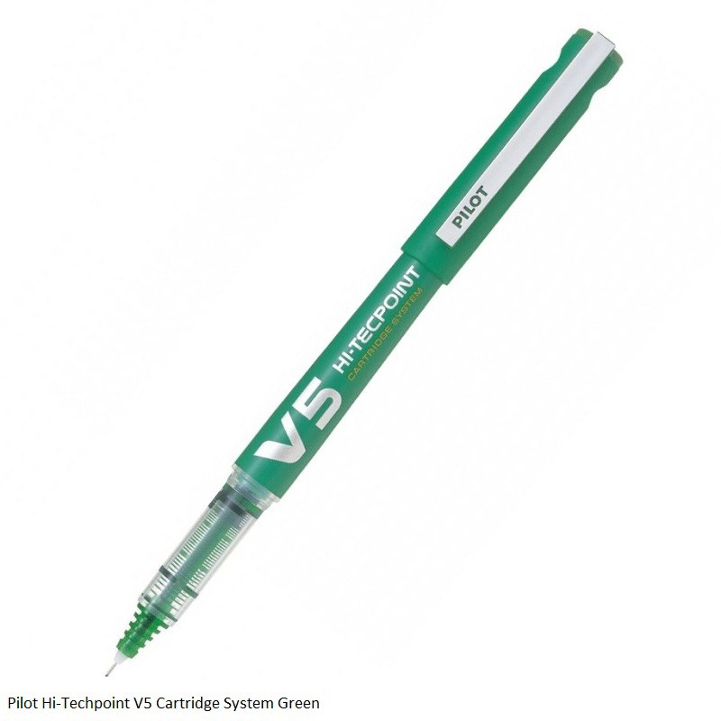 Pilot Hi-Tecpoint V5 Refillable - Liquid Ink Rollerball Pen - Begreen - Extra Fine Tip