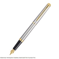 Waterman Hemisphere Stainless Steel Gold Trim Fountain Pen