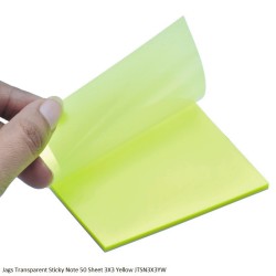 Jags Transparent Sticky Note 50 Sheet 3X3 Yellow JTSN3X3YW