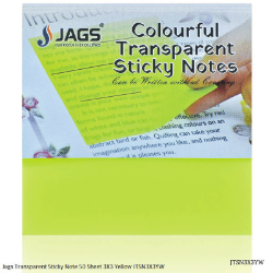 Jags Transparent Sticky Note 50 Sheet 3X3 Yellow JTSN3X3YW