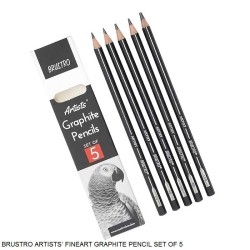 Brustro Artists Fineart Graphite Pencil Set of 5 - 2B, 4B, 6B, 8B and 10B Digree