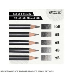 Brustro Artists Fineart Graphite Pencil Set of 5 - 2B, 4B, 6B, 8B and 10B Digree