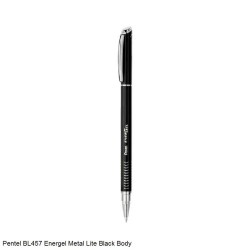 Pentel Energel Metal Lite Gel Roller Pen BL457 Black Body Black Ink 0.7mm Point