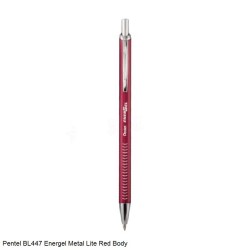 Pentel Energel Metal Lite Gel Roller Pen BL447 Red Body