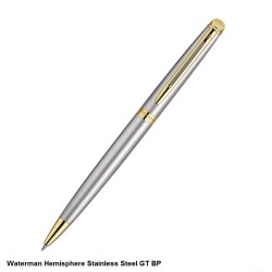 Waterman Hemisphere Stainless Steel Gold Trim Ballpoint Pen