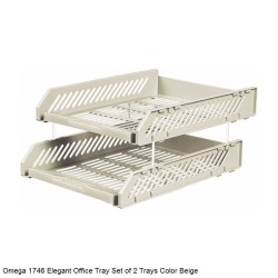 Omega 1746 - Elegant Office Tray Set of 2 Tray with Plastic Riser Color Beige
