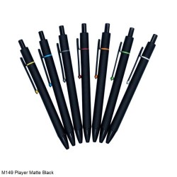 Pen M149 Player Matte Black with Shiny Black Trim Assorted Color Ring and Dot Ball Pen