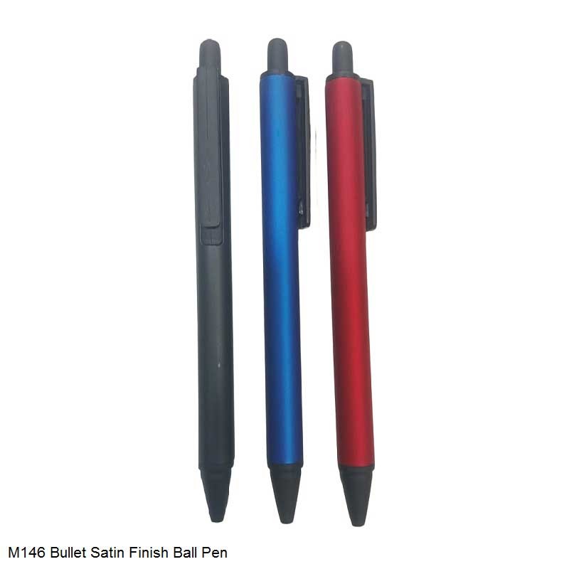 Pen M146 Bullet Satin Finish Black Blue and Red Body with Black Trim Ball  Pen Color Black