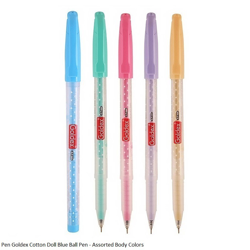 Goldex Cotton Doll Ball Pen Blue Ink Assorted Body Colors