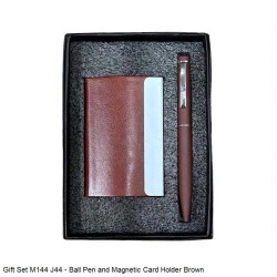 Gift Set M144 J44 2in1 Ball Pen and Card Holder Brown
