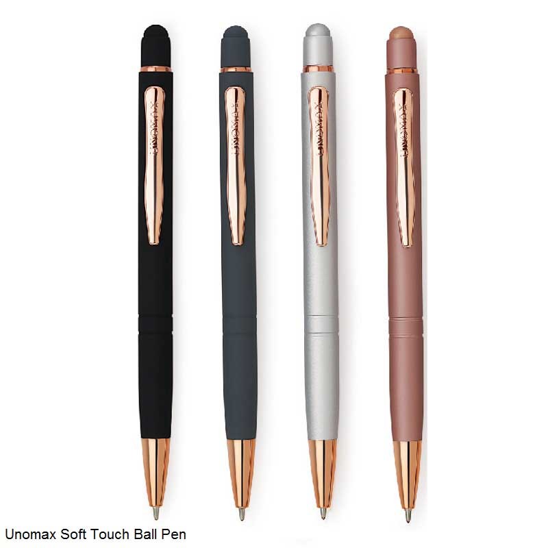 Unomax Soft Touch Ballpoint Pen Assorted Body Colors with Stylus