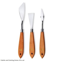 Palatte Knives Stainless Steel 3 Pcs Knives Set Thin and Flexible for Oil Painting, Acrylic, Gouache and Inks Mixing etc.