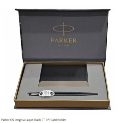 Parker Insignia Laque Black with Chrome Trim Ballpoint Pen with Card Holder