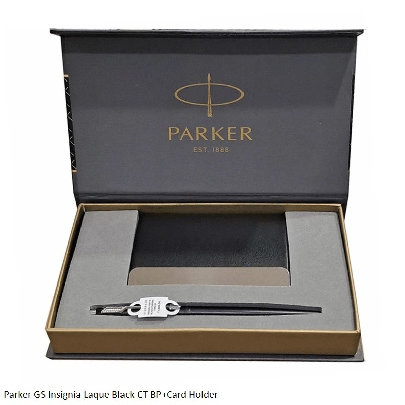Parker Insignia Matte Black with Chrome Trim Ballpoint Pen with Card Holder Parker Insignia Matte Black with Chrome Trim Ballpoint Pen with Card Holder