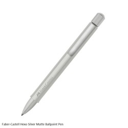 Faber-Castell Hexo Silver Matte Ballpoint Pen Black Ink