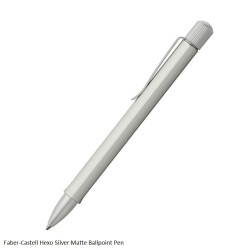 Faber-Castell Hexo Silver Matte Ballpoint Pen Black Ink