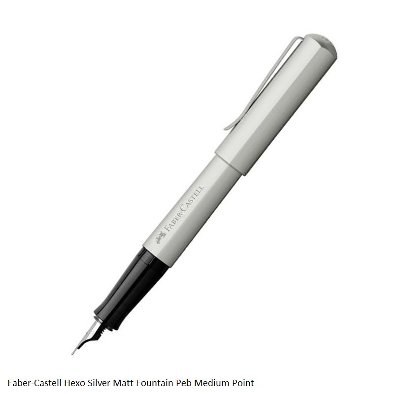 Faber-Castell Hexo Silver Matte Fountain Pen Medium Point