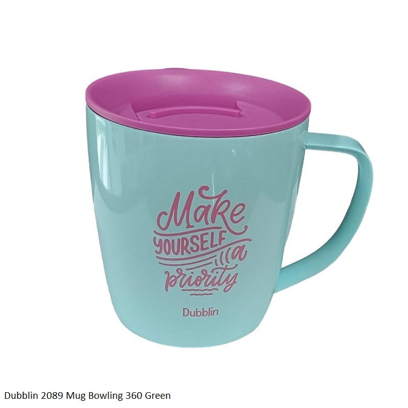 Dubblin Bowling 360 Stainless Steel Mug with Quote - Green