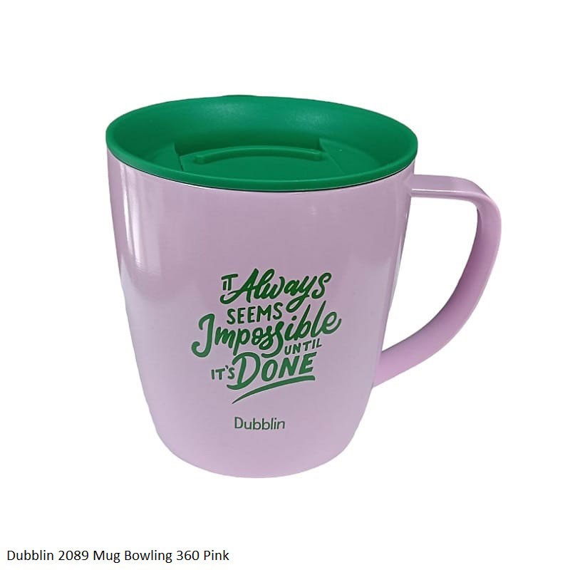 Dubblin Bowling 360 Stainless Steel Mug with Quote - Pink