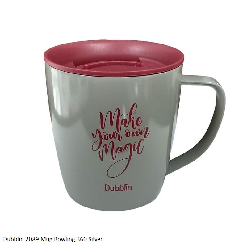 Dubblin Bowling 360 Stainless Steel Mug with Quote - Grey