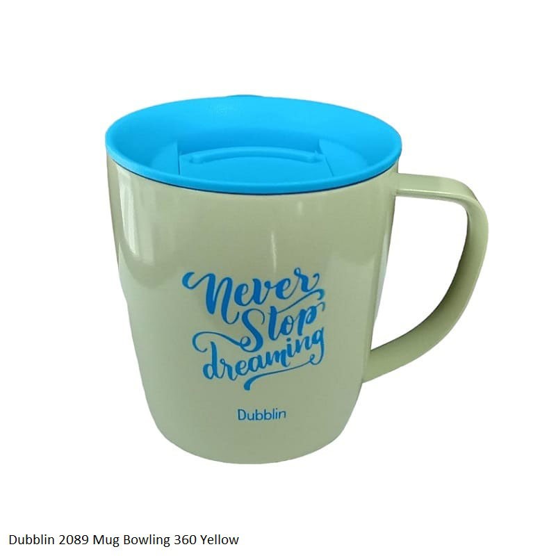 Dubblin Bowling 360 Stainless Steel Mug with Quote - Yellow