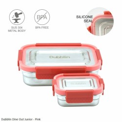 Dubblin Dine Out Junior Lunch Box Pink 800ml
