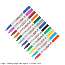 Addgel - Pre-Calligraphy Carved Edge Tip 12 Assorted Colors