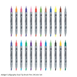 Addgel Calligraphy Dual Tip Brush Pen 24Color Set