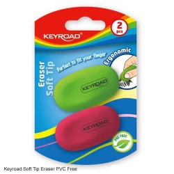 Keyroad Eraser KR971240 2pc Pack soft tip in assorted colours