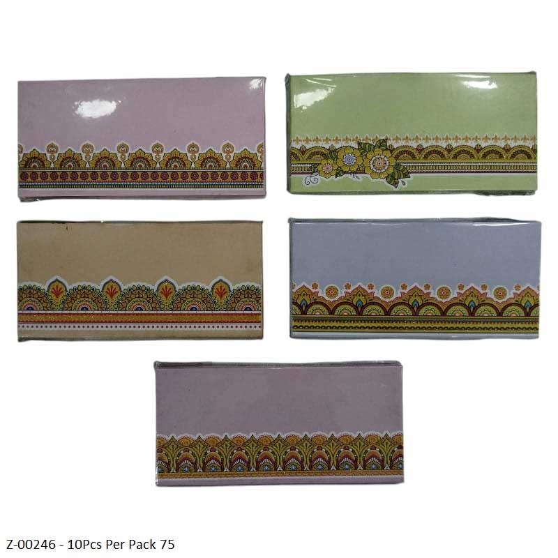 Shagun Envelope AE Neelam Zari 10pc Pack Assorted colours pack