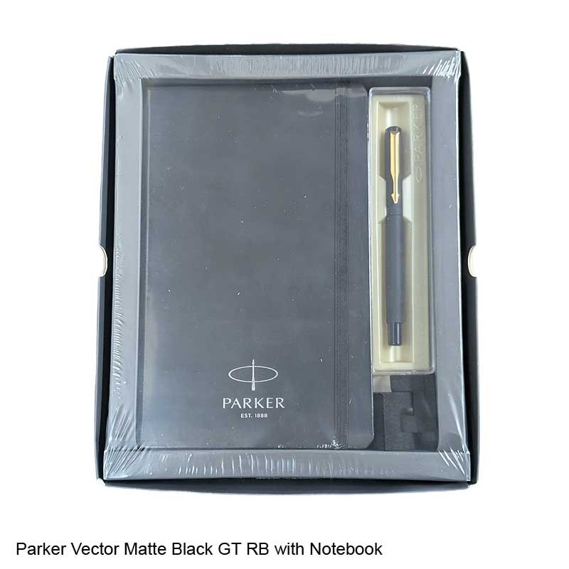 Parker Gift Set - Matte Black GT Rollerball Pen with Notebook