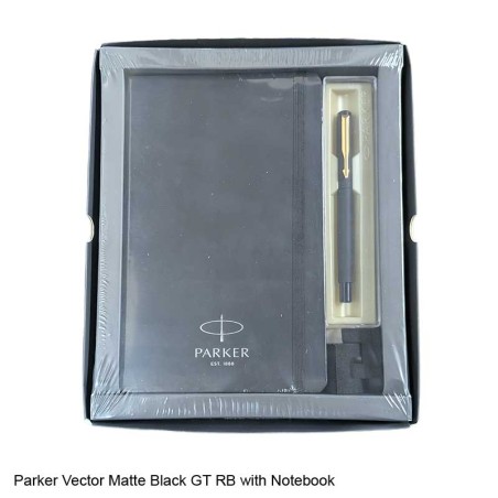 Parker Gift Set - Matte Black GT Rollerball Pen with Notebook
