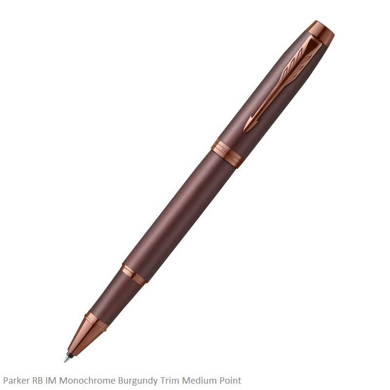 Parker IM Monochrome Burgundy Trim Rollerball Pen Medium Point