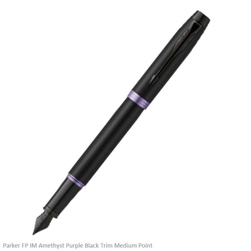 Parker IM Amethyst Purple Black Trim Fountain Pen Medium Point Parker IM Amethyst Purple Black Trim Fountain Pen Medium Point